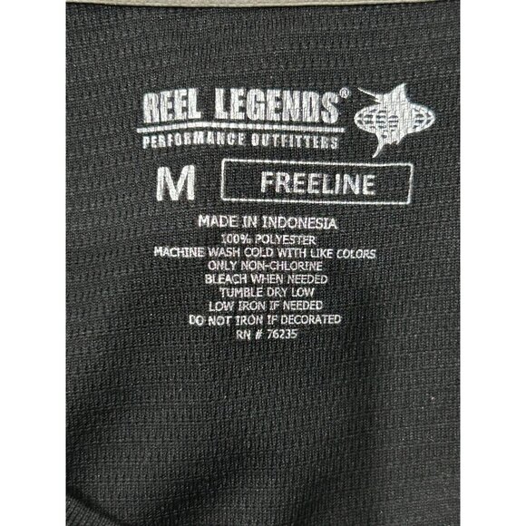 Reel Legends Black Long Sleeve V Neck Freeline Performance Shirt Sz Medium - Picture 5 of 9